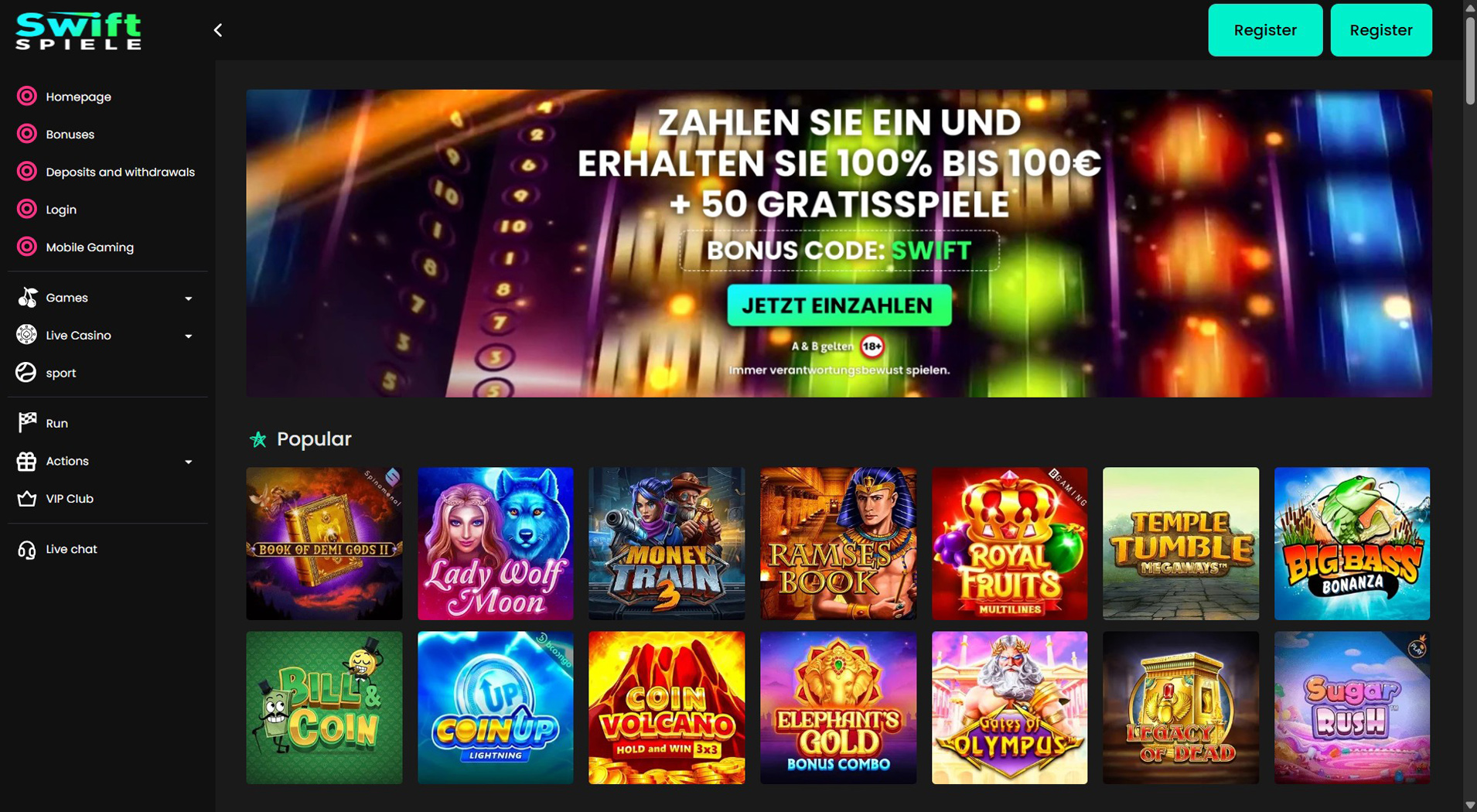 7. Swiftspiele- Ausgewogenes OVO Casino Angebot