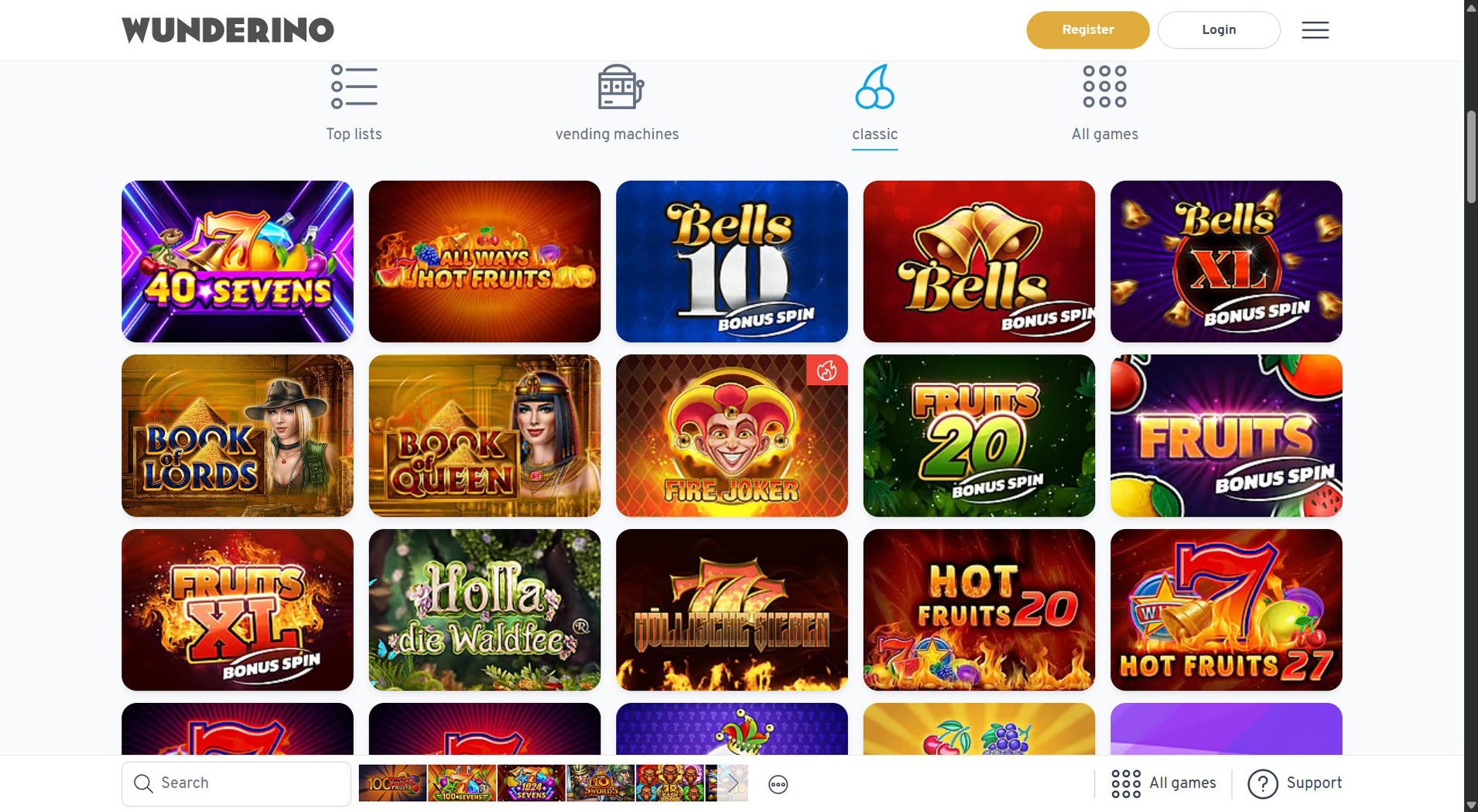 1. Wunderino – Beste OVO Casino-Auswahl